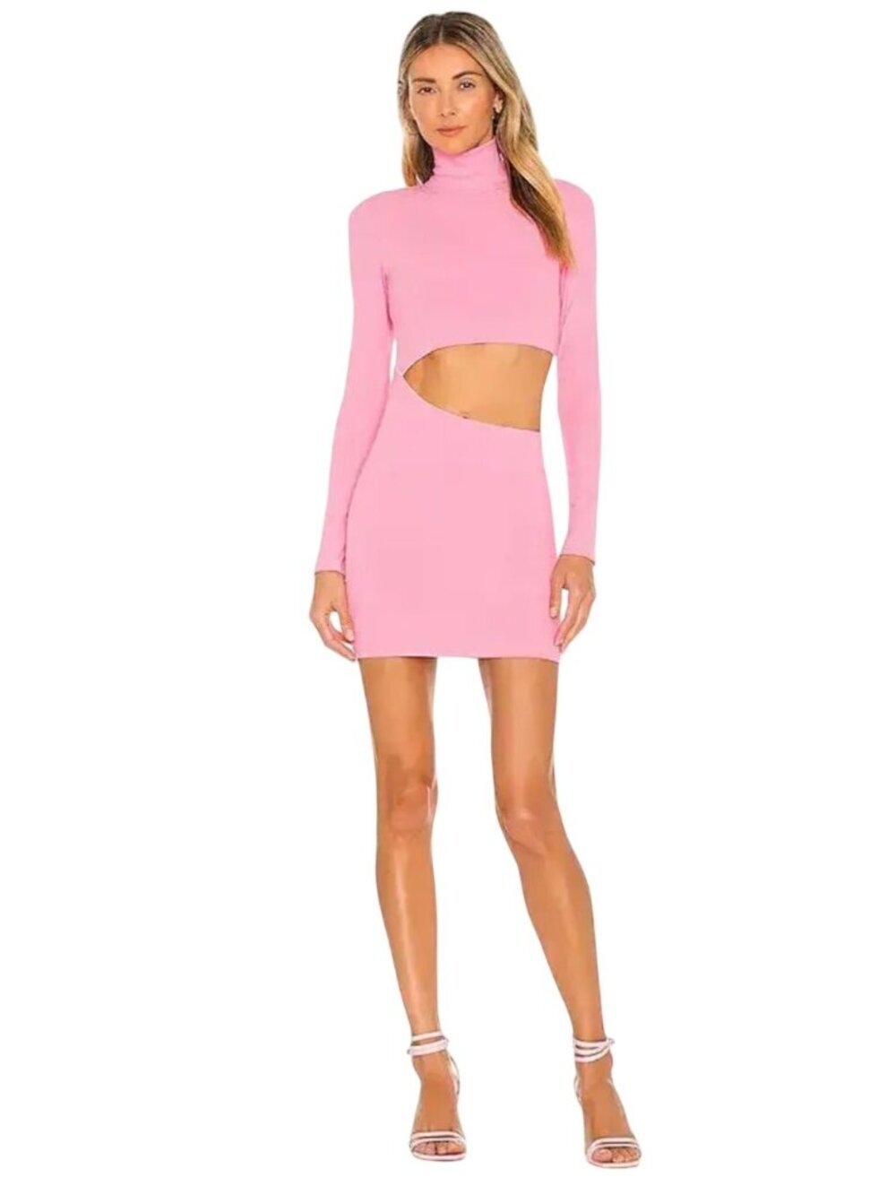 Superdown NWT Mia Mini Dress Pink Mock Neck Long Sleeve Cut Out Lined Size M
